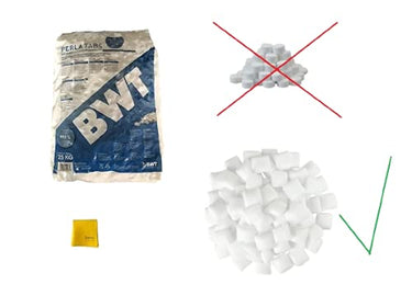 Sanvo PERLA TABS Regeneriersalz 2x 25 Kg (99,9% Reinheitsgrad) von VMS-Vertriebcenter in Kissenform, inkl. sanvo Mehrzwecktuch zum reinigen Ihrer Anlage im Sale